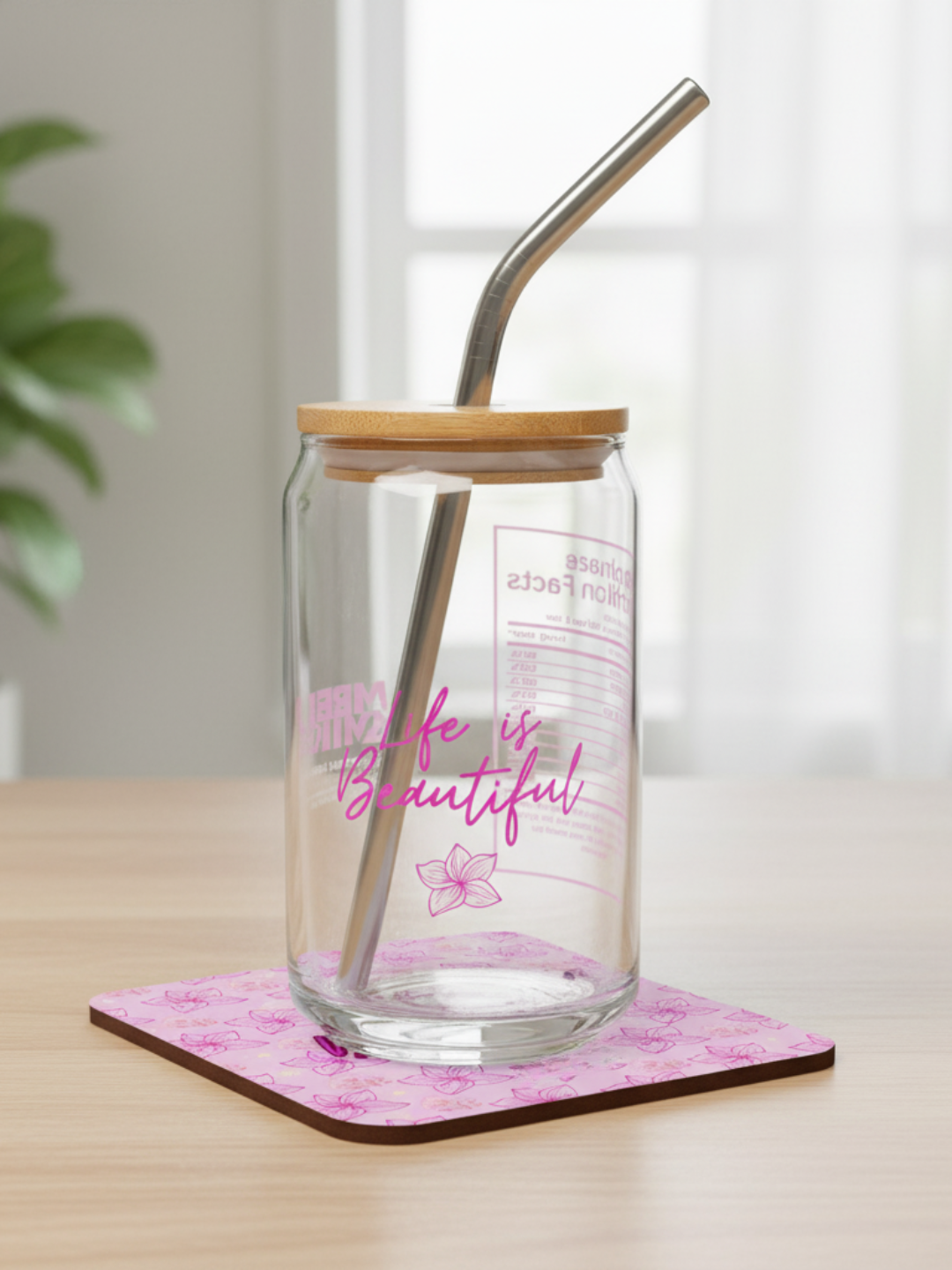 Happiness Mug Coaster - Life Is Beautiful